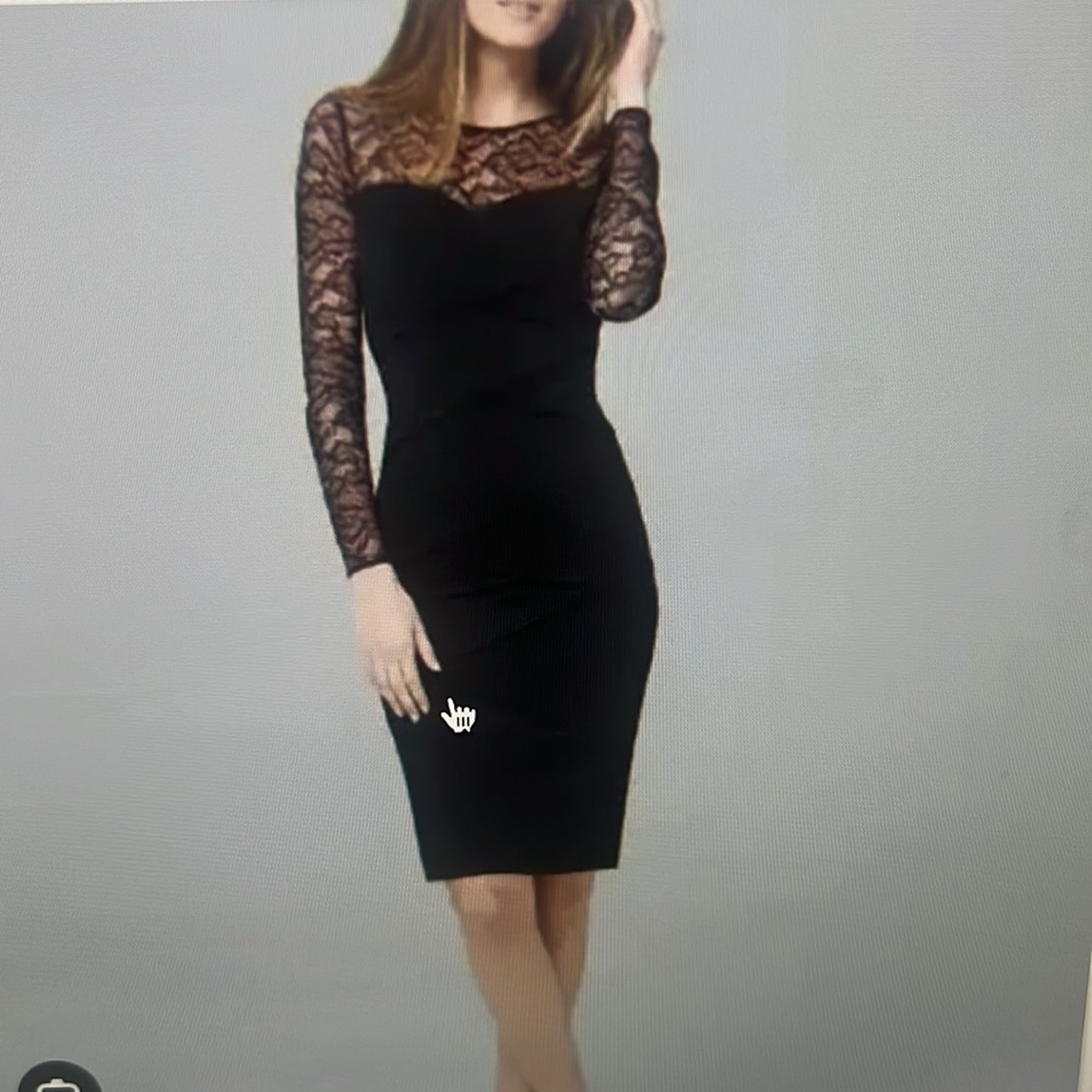 New Black Cocktail Dress.  Long Sleeve Lace size 6.  WHITE HOUSE BLACK MARKET